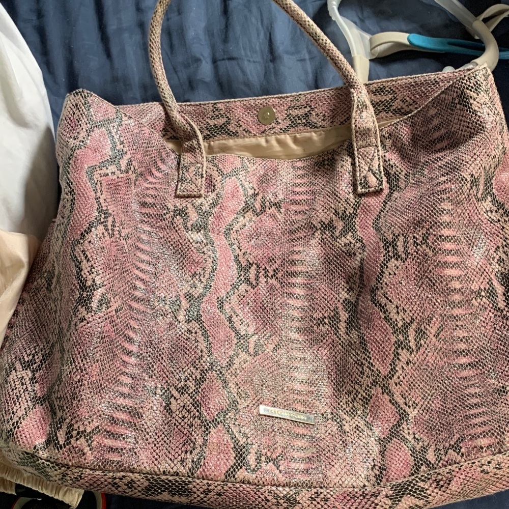 Pink Snake-Print Tote Bag by
